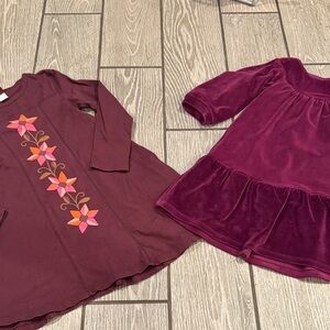 Bundle of 2 Tea Girls Dress size 5 + 6 in Purple and Maroon